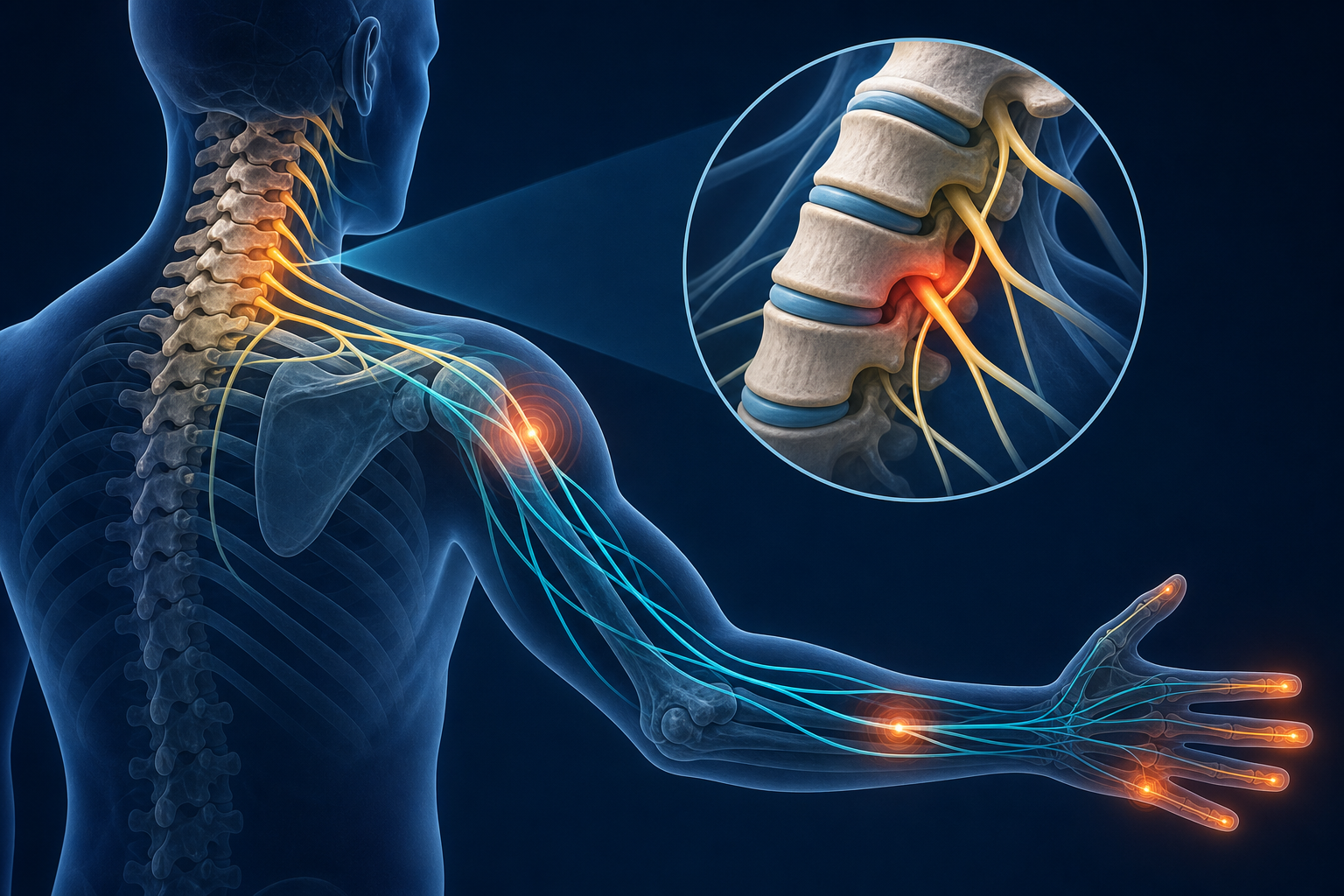 Comprendre les douleurs du cou et du bras (syndrome cervicobrachial) : symptômes, causes et options de traitement conservateur